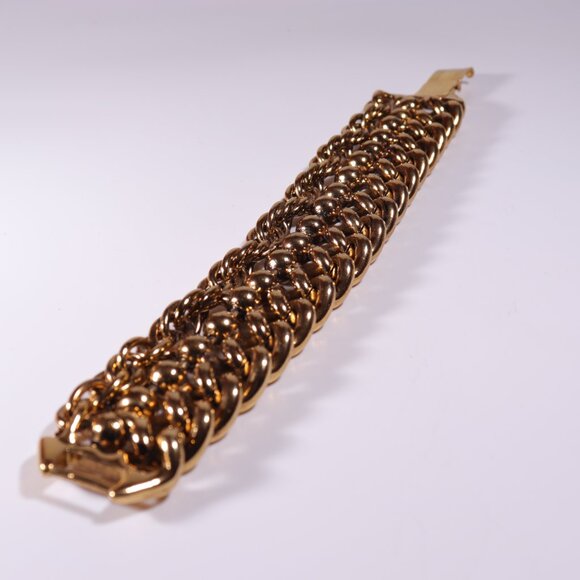 J.Crew Golden Tone Chunky Heavy Statement Bracelet Vintage - Picture 3 of 6